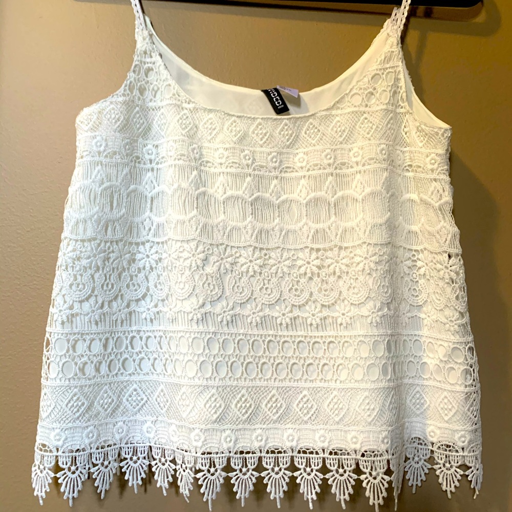 Divided H&M White Boho Lace Tank
